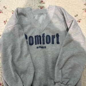 SHEIN Gray 'Comfort in Paris' Sweatshirt